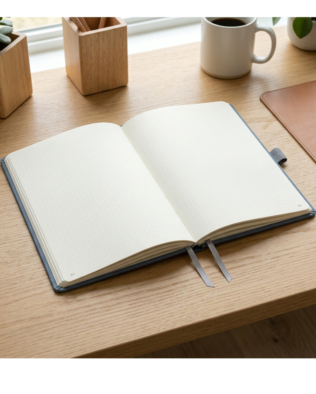 Hovs A5 Dot-Grid Linen Hardcover Journal 192 Pages Slate Blue - Lifestyle view