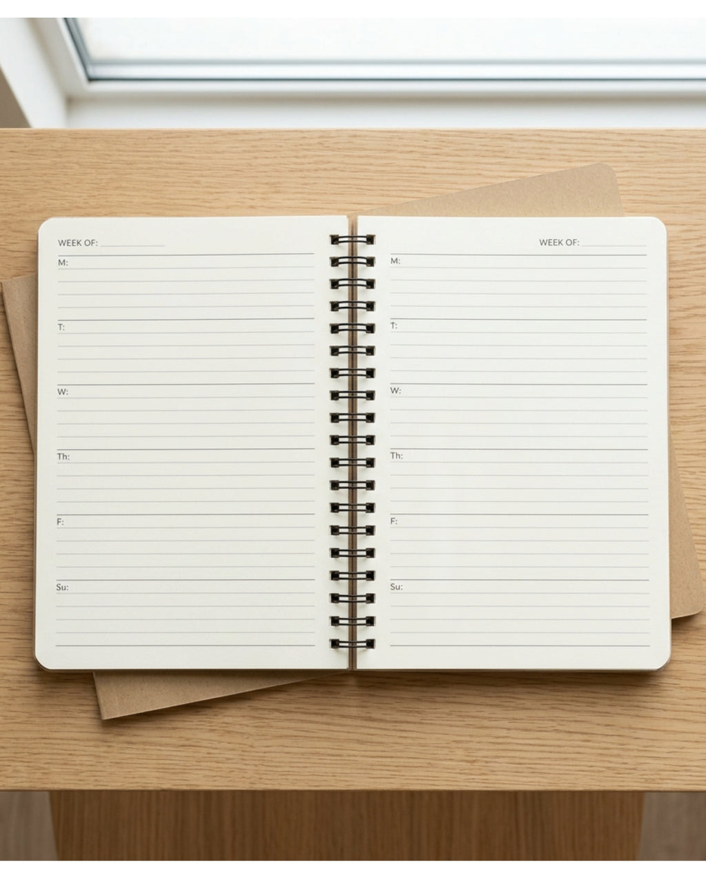 Hovs B6 Undated Weekly Twin-Wire Planner 120 Pages Natural Kraft - Lifestyle view